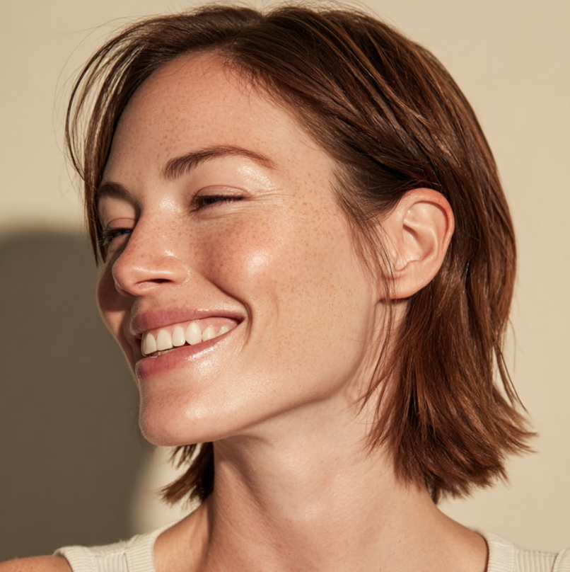 femme peeling sourire visage peau lisse