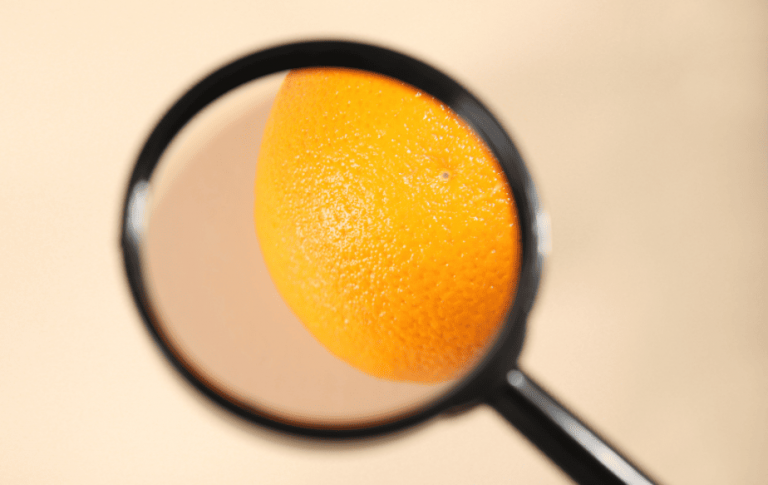Cellulite - Ventre 21 zoom sur une orange qui représente la cellulite et la peau d'orange