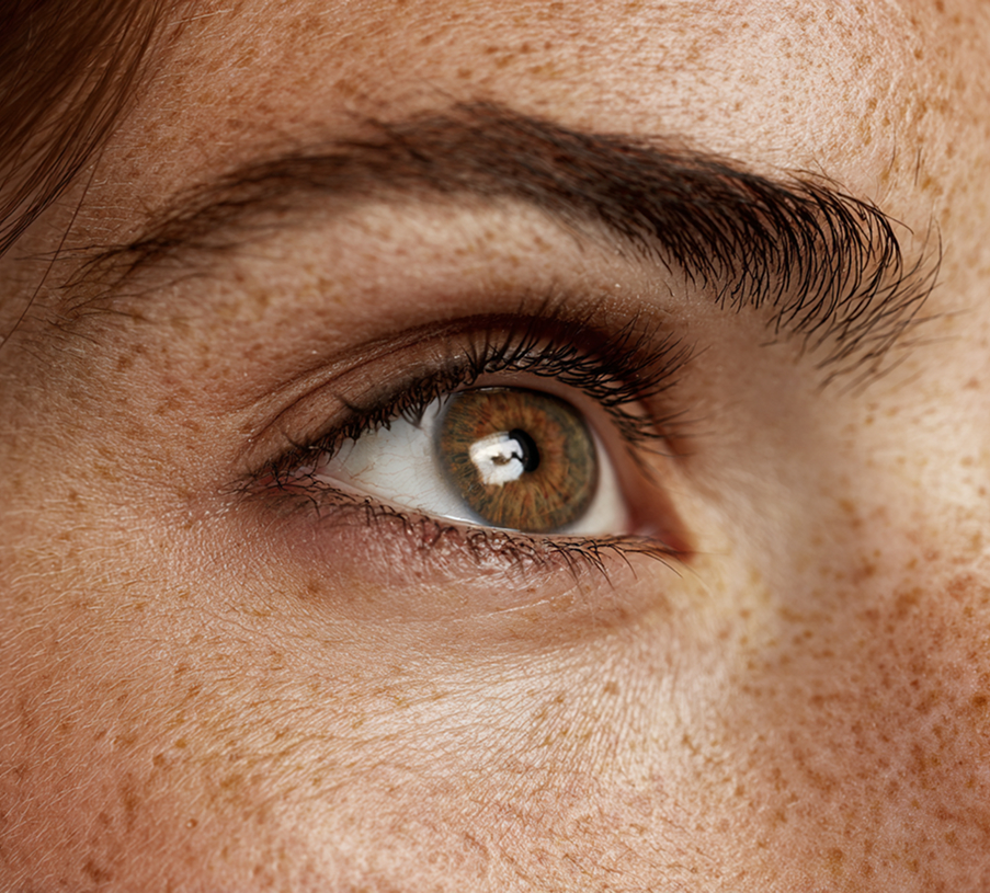 oeil d'une femme zommer qui regarde vers le haut
